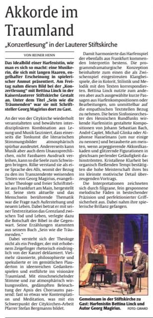 Sein wie die Träumenden - Konzertlesung in Kaiserslautern
